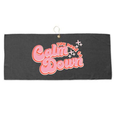 Retro Vintage You Need To Calm Down Large Microfiber Waffle Golf Towel