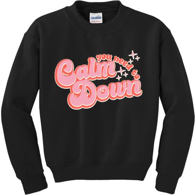 Retro Vintage You Need To Calm Down Kids Sweatshirt