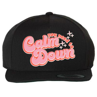 Retro Vintage You Need To Calm Down Wool Snapback Cap