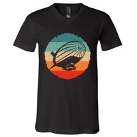 Retro Vintage Zeppelin Dirigible Airship Zepplin Lover V-Neck T-Shirt