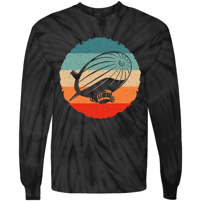 Retro Vintage Zeppelin Dirigible Airship Zepplin Lover Tie-Dye Long Sleeve Shirt