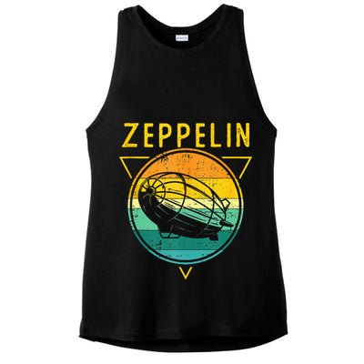Retro Vintage Zeppelin 70s 80s Dirigible Airship Ladies PosiCharge Tri-Blend Wicking Tank