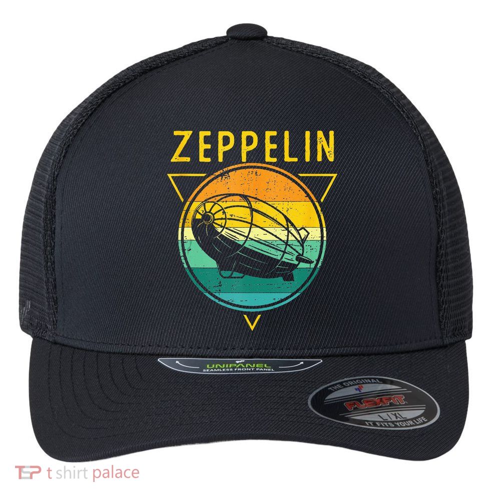 Retro Vintage Zeppelin 70s 80s Dirigible Airship Flexfit Unipanel Trucker Cap
