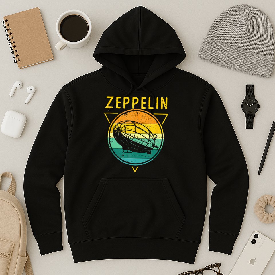 Retro Vintage Zeppelin 70s 80s Dirigible Airship Hoodie