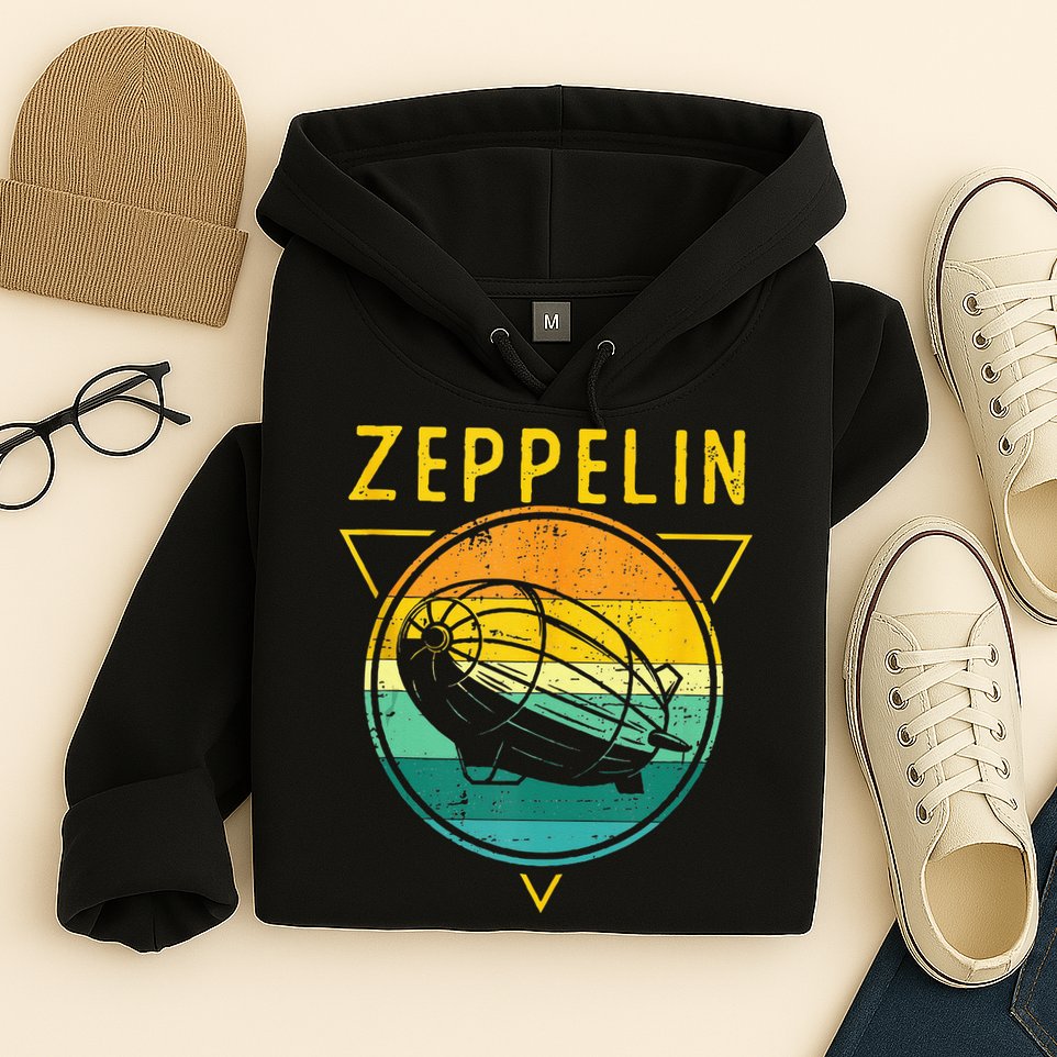 Retro Vintage Zeppelin 70s 80s Dirigible Airship Hoodie