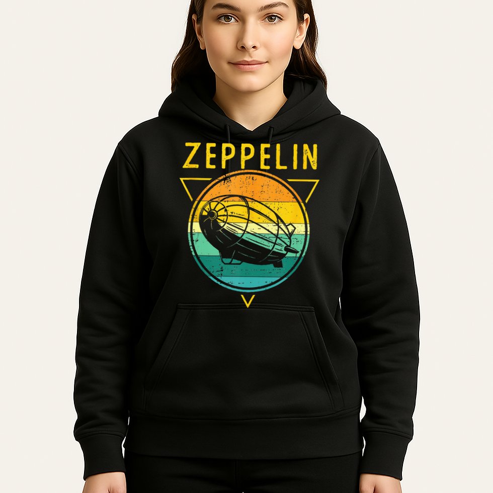 Retro Vintage Zeppelin 70s 80s Dirigible Airship Hoodie