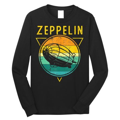 Retro Vintage Zeppelin 70s 80s Dirigible Airship Long Sleeve Shirt