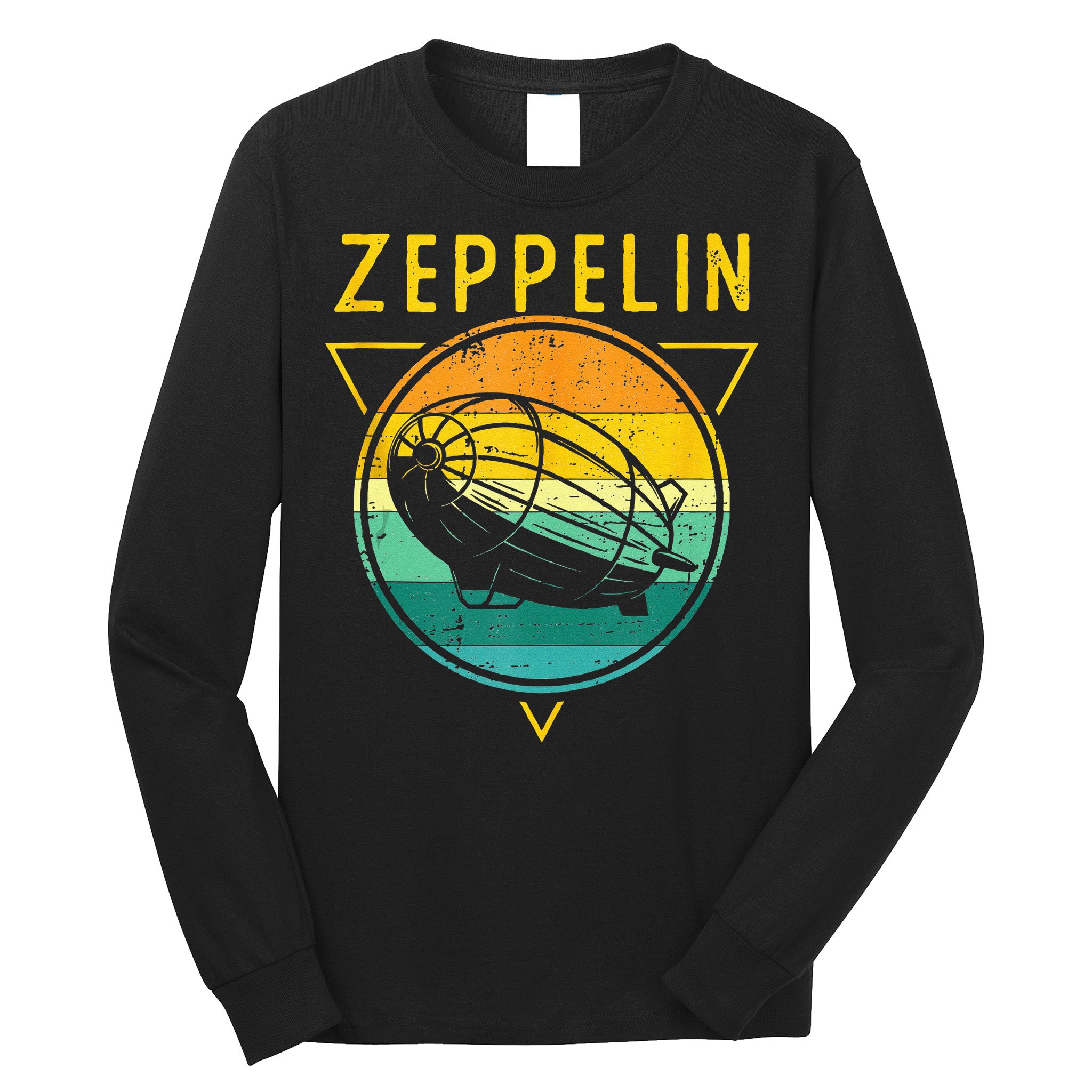 Retro Vintage Zeppelin 70s 80s Dirigible Airship Long Sleeve Shirt