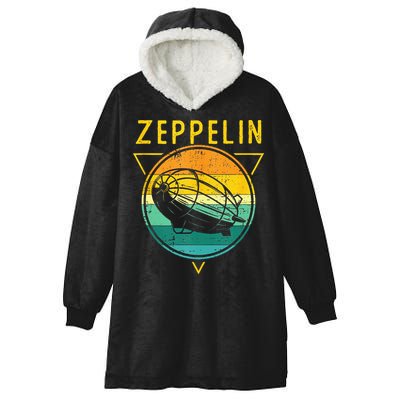 Retro Vintage Zeppelin 70s 80s Dirigible Airship Hooded Wearable Blanket