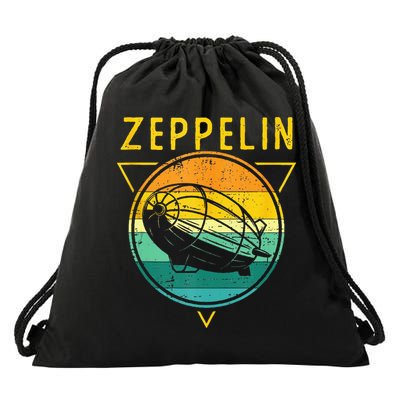 Retro Vintage Zeppelin 70s 80s Dirigible Airship Drawstring Bag
