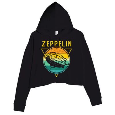 Retro Vintage Zeppelin 70s 80s Dirigible Airship Crop Fleece Hoodie