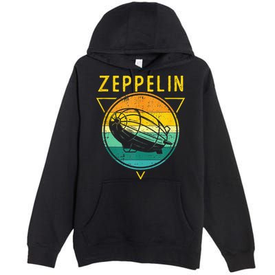 Retro Vintage Zeppelin 70s 80s Dirigible Airship Premium Pullover Hoodie