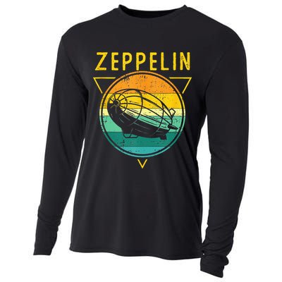 Retro Vintage Zeppelin 70s 80s Dirigible Airship Cooling Performance Long Sleeve Crew