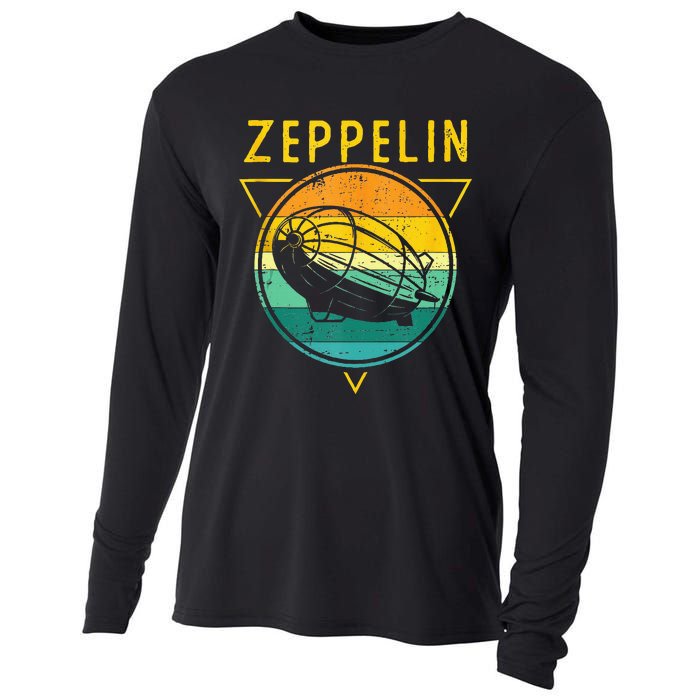 Retro Vintage Zeppelin 70s 80s Dirigible Airship Cooling Performance Long Sleeve Crew