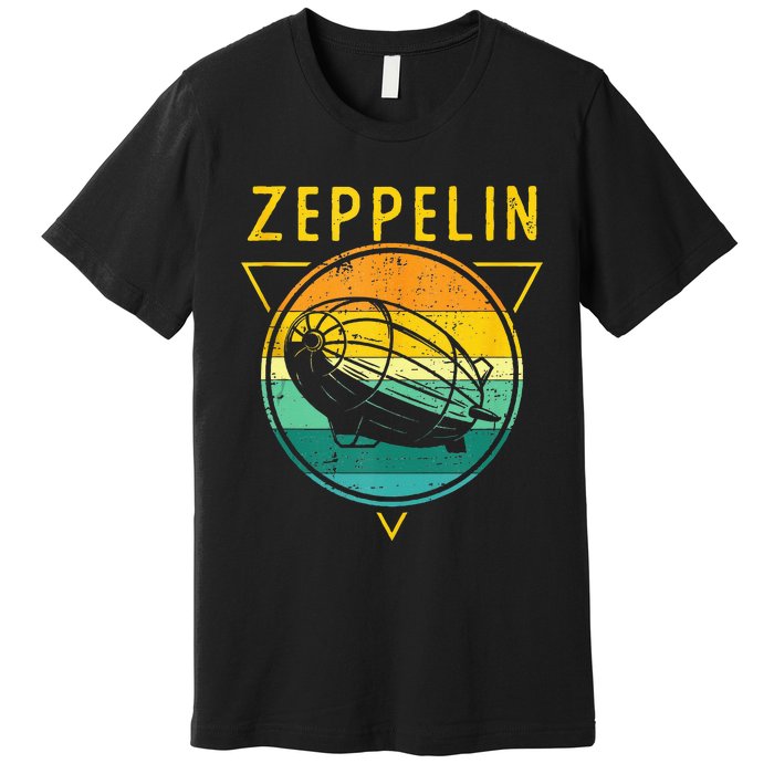 Retro Vintage Zeppelin 70s 80s Dirigible Airship Premium T-Shirt