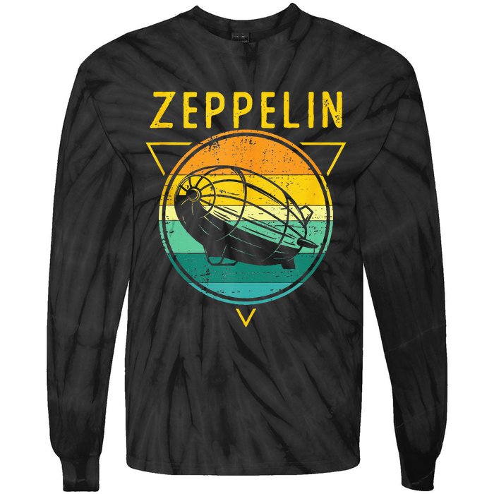 Retro Vintage Zeppelin 70s 80s Dirigible Airship Tie-Dye Long Sleeve Shirt