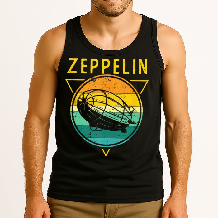 Retro Vintage Zeppelin 70s 80s Dirigible Airship Tank Top