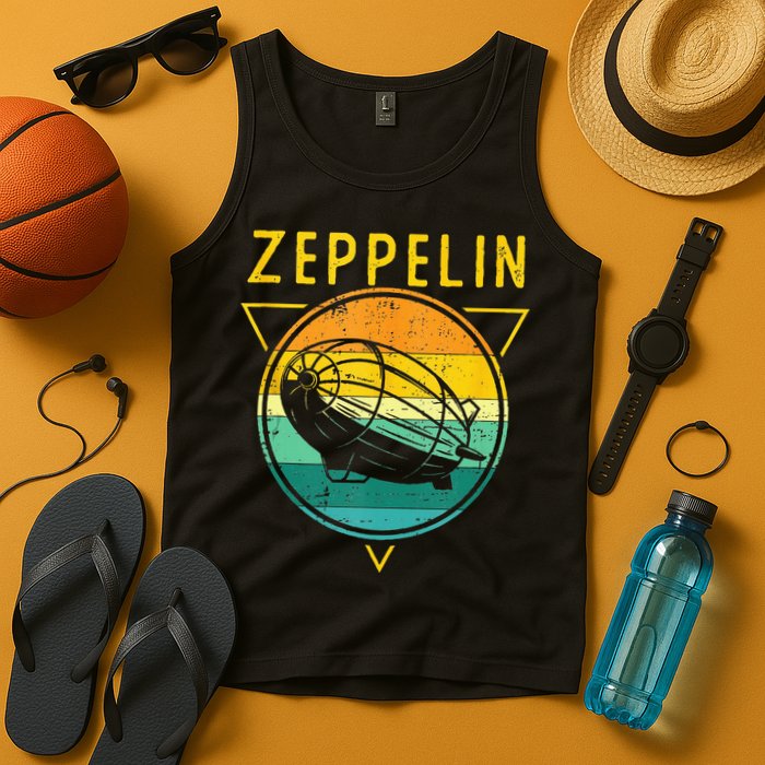 Retro Vintage Zeppelin 70s 80s Dirigible Airship Tank Top