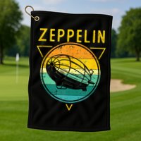 Retro Vintage Zeppelin 70s 80s Dirigible Airship Golf Towel