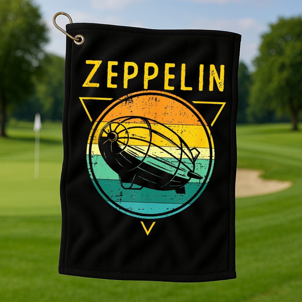 Retro Vintage Zeppelin 70s 80s Dirigible Airship Golf Towel