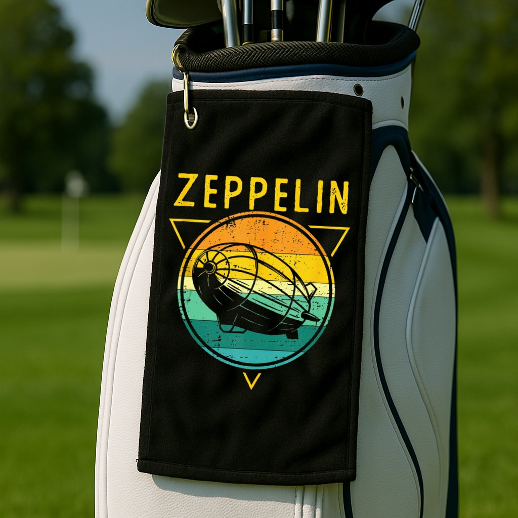 Retro Vintage Zeppelin 70s 80s Dirigible Airship Golf Towel