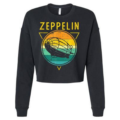 Retro Vintage Zeppelin 70s 80s Dirigible Airship Cropped Pullover Crew