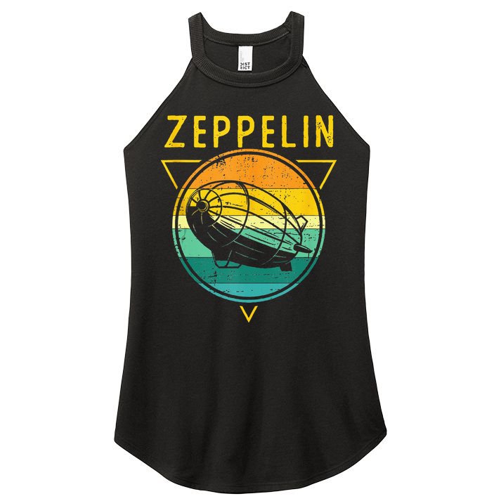 Retro Vintage Zeppelin 70s 80s Dirigible Airship Women's Perfect Tri Rocker Tank