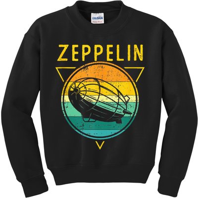 Retro Vintage Zeppelin 70s 80s Dirigible Airship Kids Sweatshirt