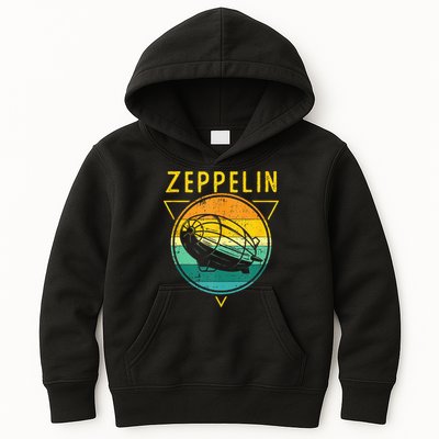 Retro Vintage Zeppelin 70s 80s Dirigible Airship Kids Hoodie