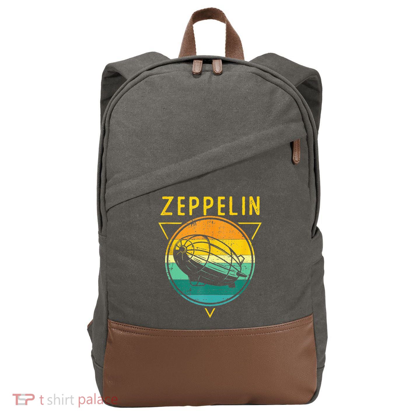 Retro Vintage Zeppelin 70s 80s Dirigible Airship Cotton Canvas Backpack