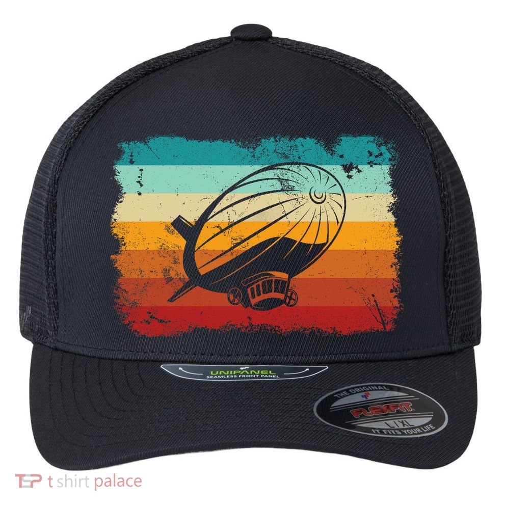Retro Vintage Zeppelin Dirigible Airship Zepplin Lover Flexfit Unipanel Trucker Cap
