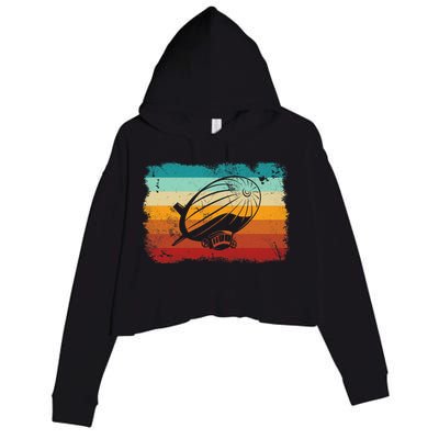 Retro Vintage Zeppelin Dirigible Airship Zepplin Lover Crop Fleece Hoodie