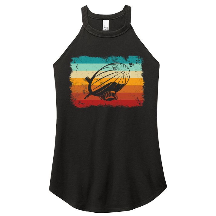 Retro Vintage Zeppelin Dirigible Airship Zepplin Lover Women's Perfect Tri Rocker Tank