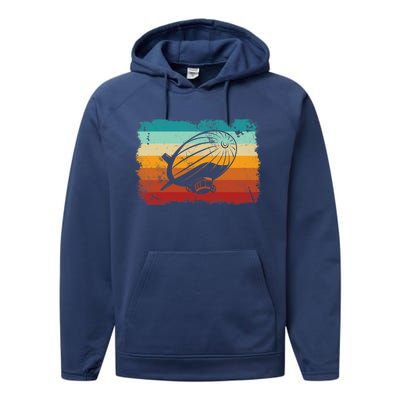 Retro Vintage Zeppelin Dirigible Airship Zepplin Lover Performance Fleece Hoodie