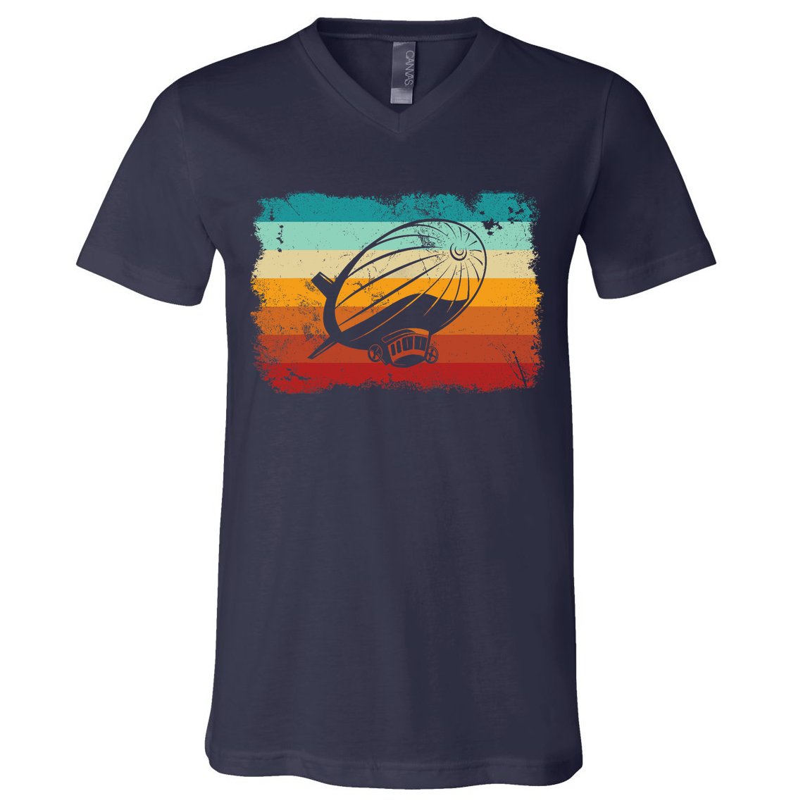 Retro Vintage Zeppelin Dirigible Airship Zepplin Lover V-Neck T-Shirt