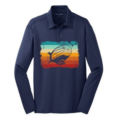 Retro Vintage Zeppelin Dirigible Airship Zepplin Lover Silk Touch Performance Long Sleeve Polo