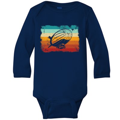 Retro Vintage Zeppelin Dirigible Airship Zepplin Lover Baby Long Sleeve Bodysuit