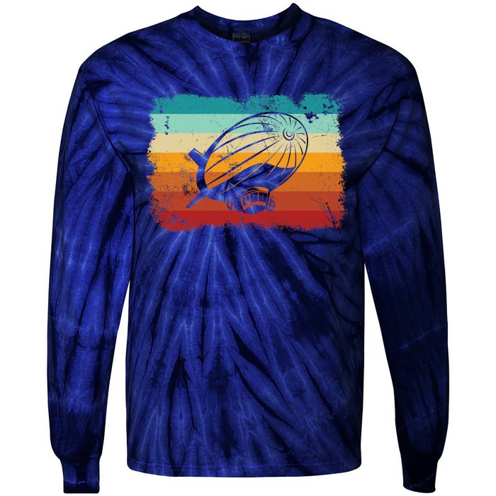 Retro Vintage Zeppelin Dirigible Airship Zepplin Lover Tie-Dye Long Sleeve Shirt