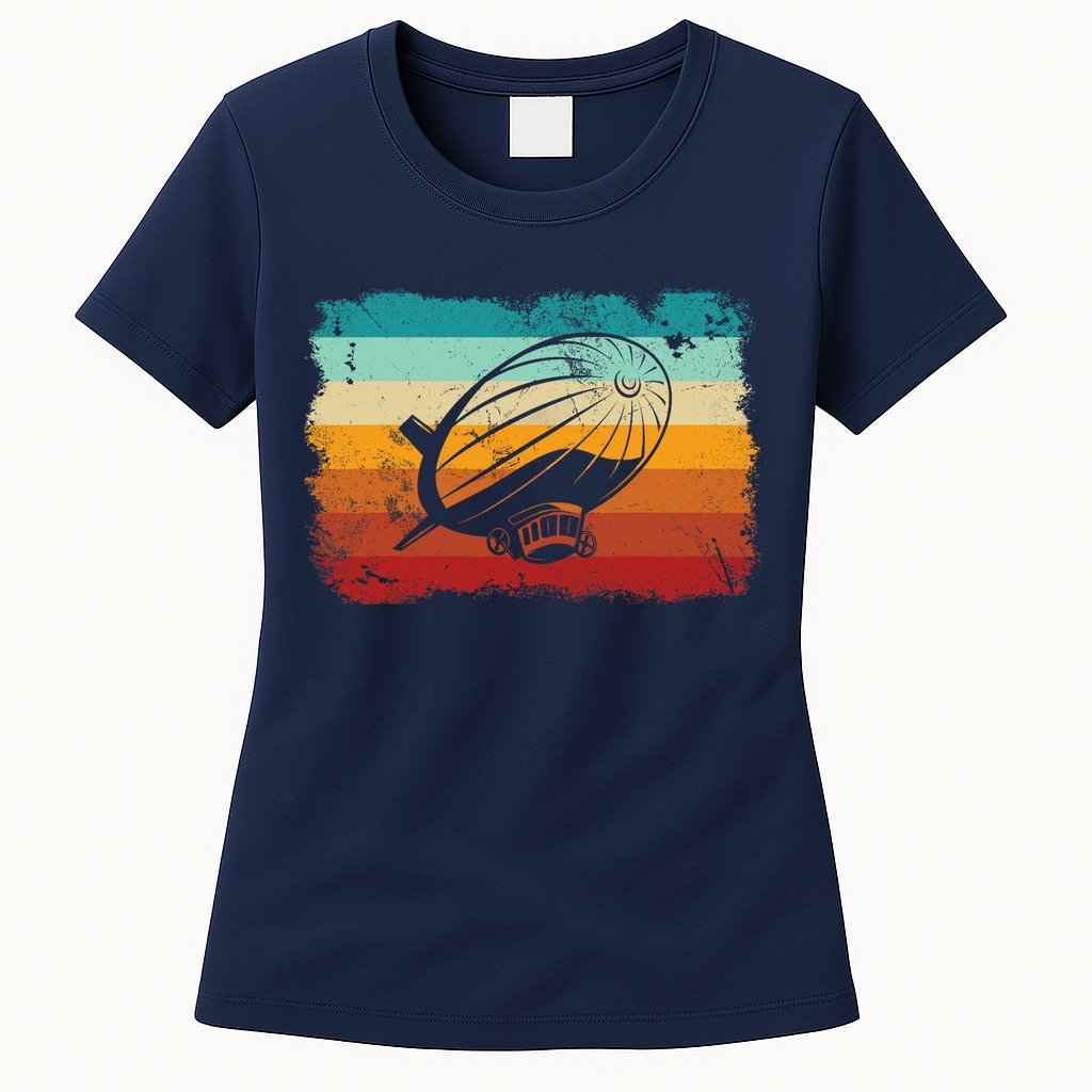 Retro Vintage Zeppelin Dirigible Airship Zepplin Lover Womens T-Shirt