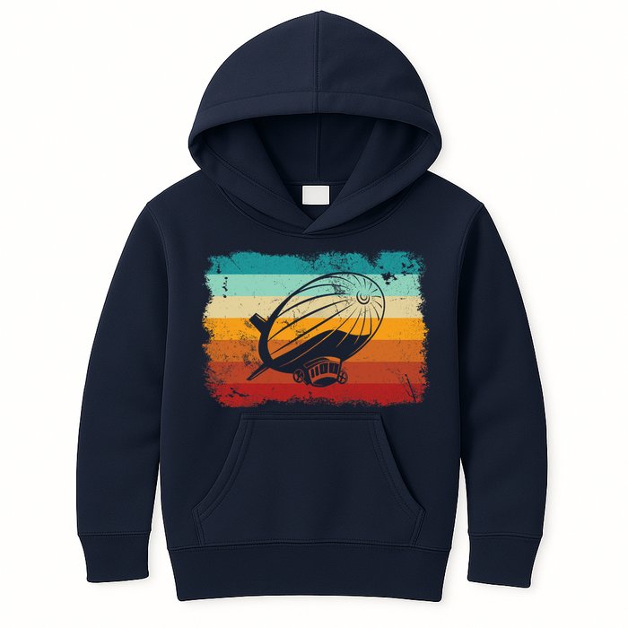 Retro Vintage Zeppelin Dirigible Airship Zepplin Lover Kids Hoodie