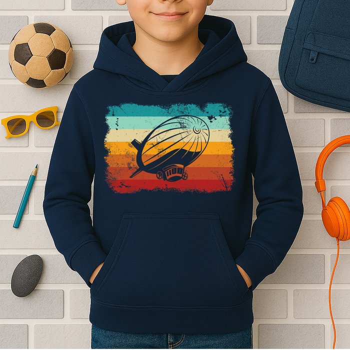 Retro Vintage Zeppelin Dirigible Airship Zepplin Lover Kids Hoodie