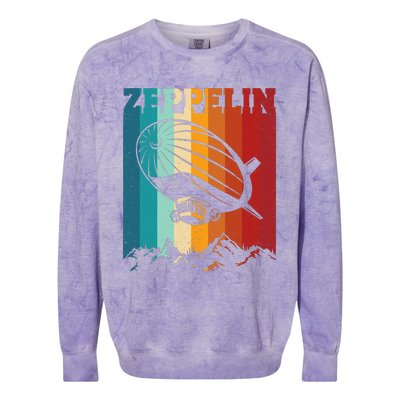 Retro Vintage Zeppelin Dirigible Airship Zepplin Lover Colorblast Crewneck Sweatshirt