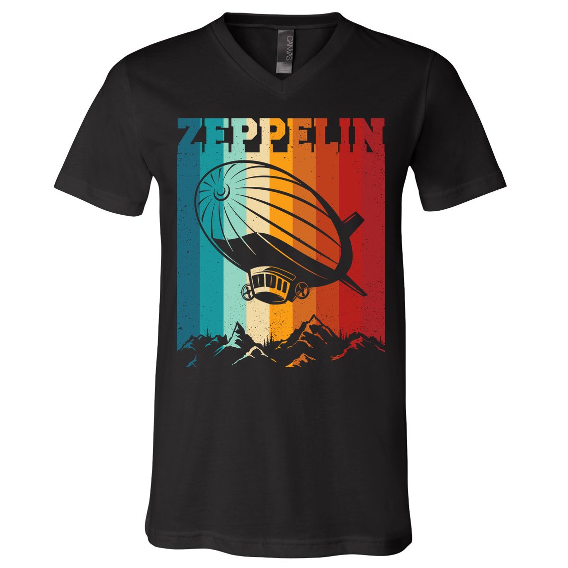 Retro Vintage Zeppelin Dirigible Airship Zepplin Lover V-Neck T-Shirt