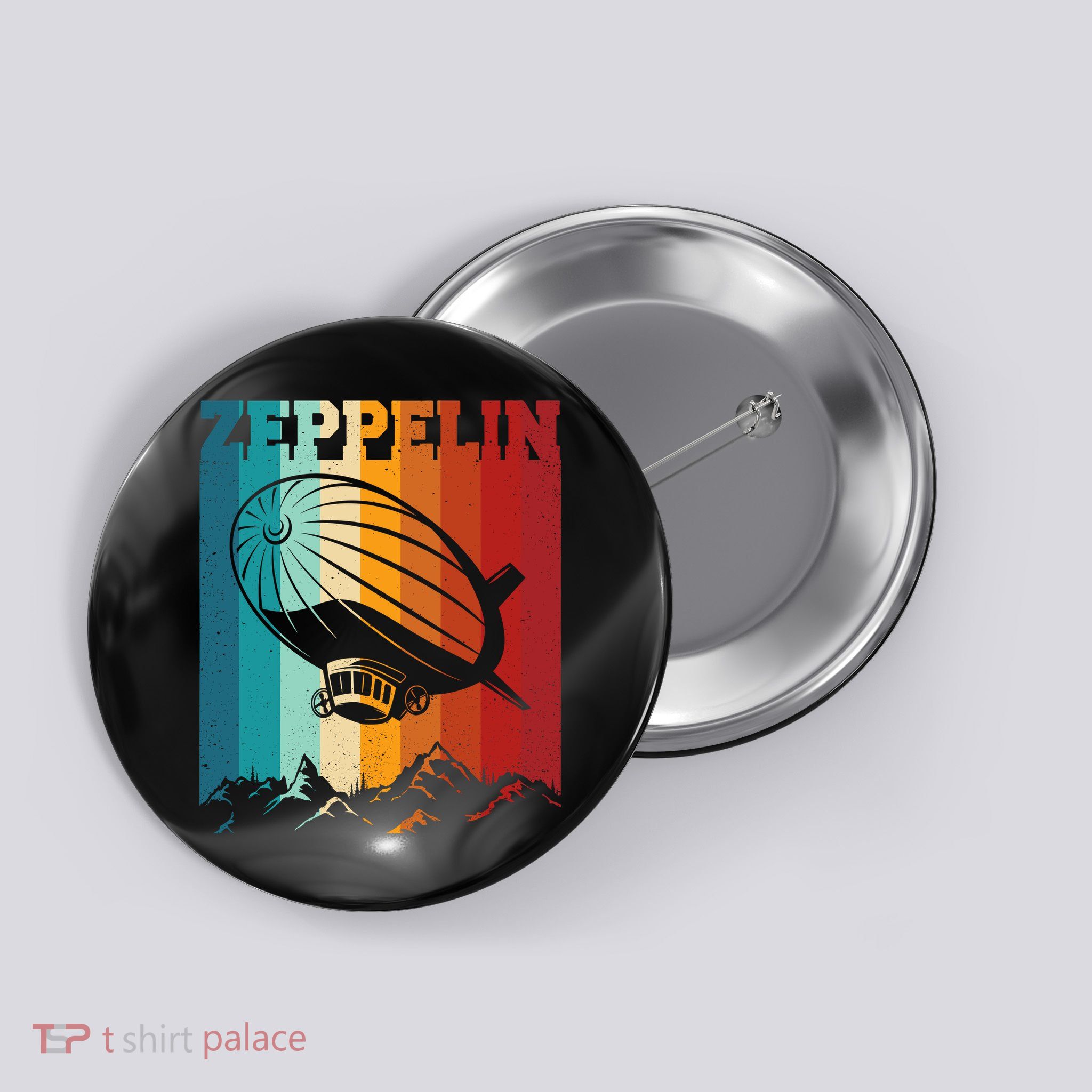 Retro Vintage Zeppelin Dirigible Airship Zepplin Lover Button