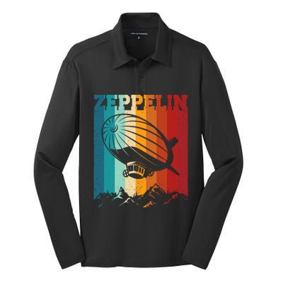 Retro Vintage Zeppelin Dirigible Airship Zepplin Lover Silk Touch Performance Long Sleeve Polo