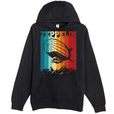 Retro Vintage Zeppelin Dirigible Airship Zepplin Lover Premium Pullover Hoodie