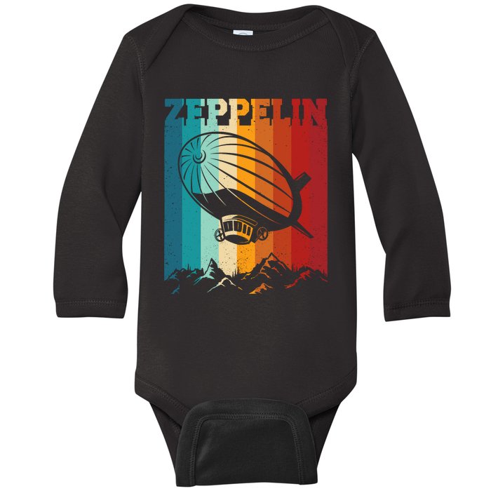 Retro Vintage Zeppelin Dirigible Airship Zepplin Lover Baby Long Sleeve Bodysuit