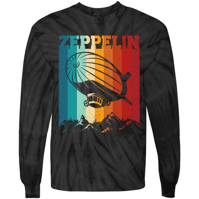 Retro Vintage Zeppelin Dirigible Airship Zepplin Lover Tie-Dye Long Sleeve Shirt