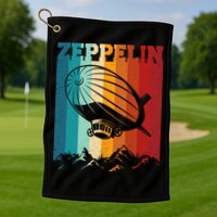 Retro Vintage Zeppelin Dirigible Airship Zepplin Lover Golf Towel