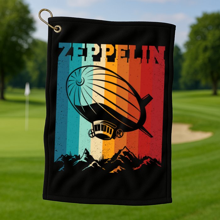 Retro Vintage Zeppelin Dirigible Airship Zepplin Lover Golf Towel